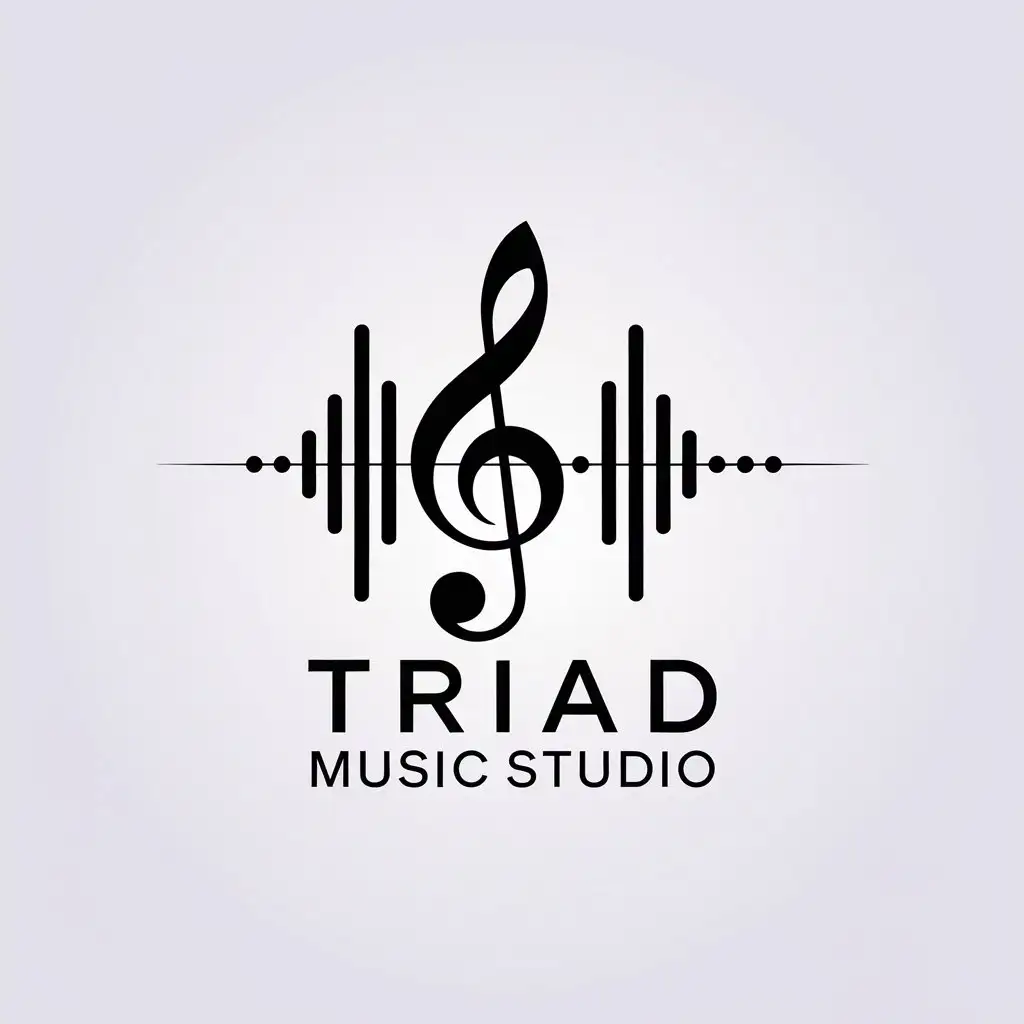 LOGO Design for Triad Music Studio Treble Clef and Soundwave with Minimalistic Style for Education Industry