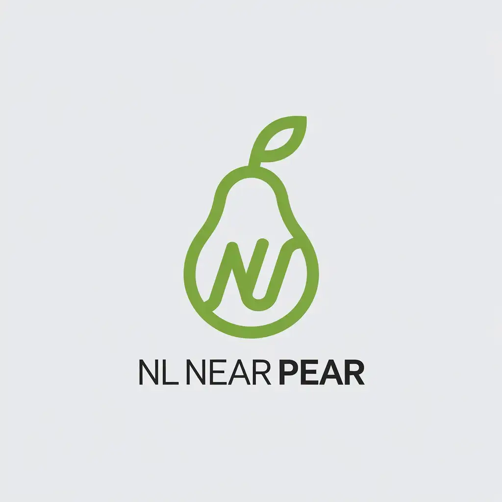 a vector logo design,with the text "NL near pear", main symbol:Pear, NL,Minimalistic,be used in Internet industry,clear background