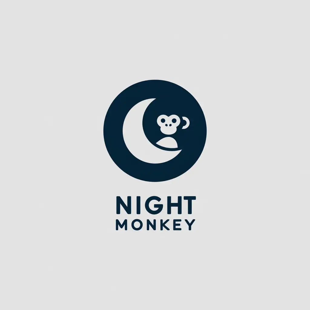 LOGO-Design-for-Night-Monkey-Minimalistic-Vector-Logo-with-Moon-and-Monkey-Theme