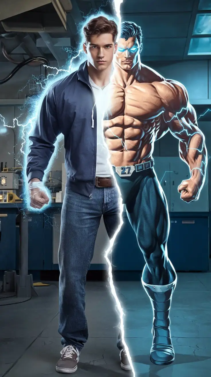 Athletic-College-Student-Transforming-into-a-Superpowered-Hero-with-Luminous-Blue-Energy