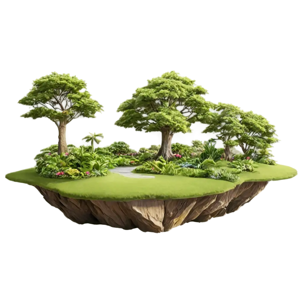 floating garden island with trees and paradise