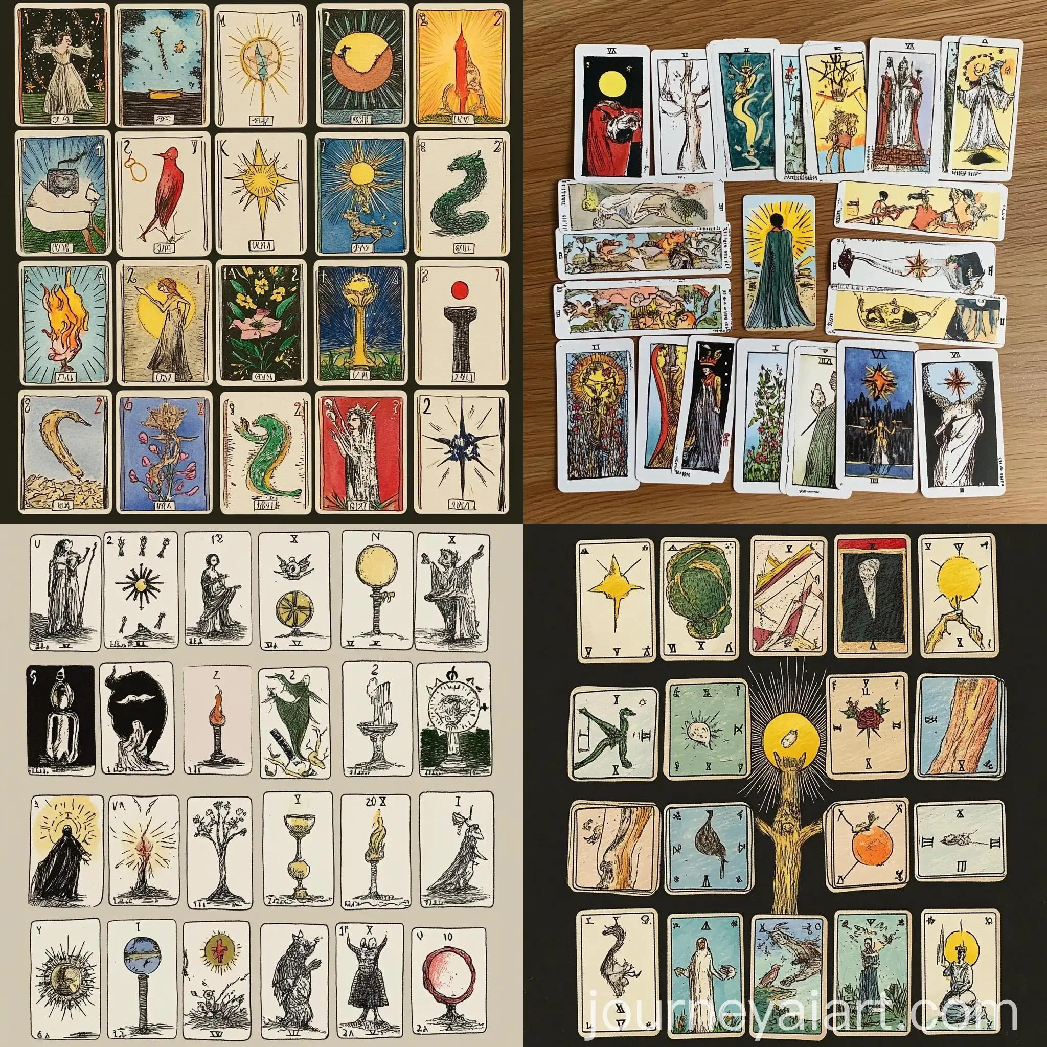 Collection-of-22-Major-Arcana-Tarot-Cards-in-Doodle-Form