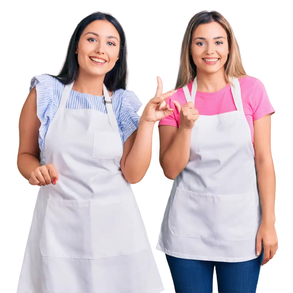 PNG-Image-of-Two-Beautiful-Girls-Wearing-White-Bib-Aprons-with-Pockets-for-Versatile-Use