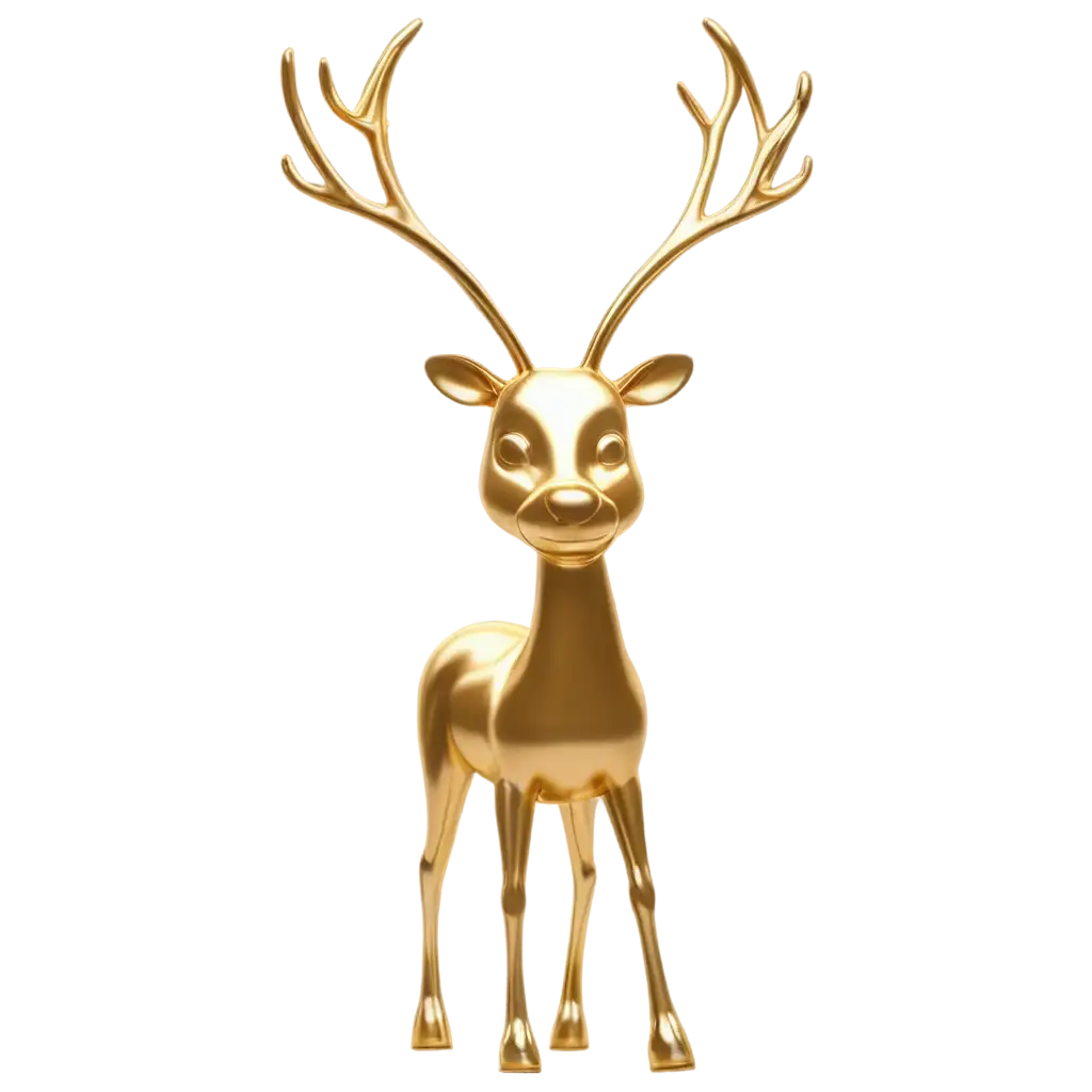 Stunning-3D-Render-of-a-Gold-Reindeer-for-Christmas-Perfect-PNG-Image