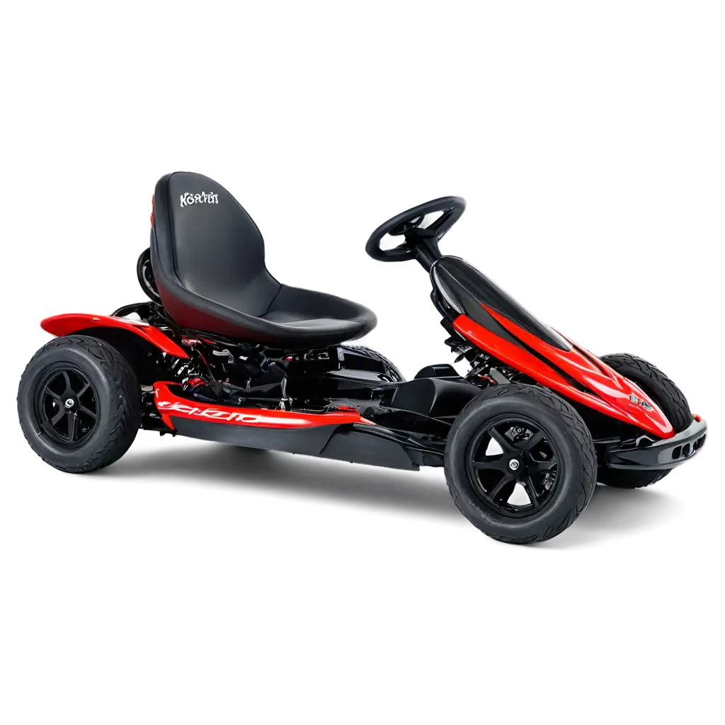 Electric-GoKart-PNG-Image-Red-and-Black-Design-Captured-from-a-Low-Angle