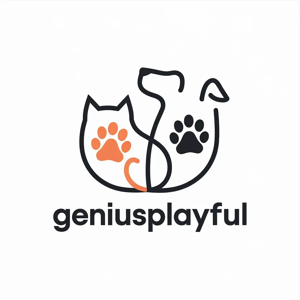 LOGO-Design-for-GeniusPlayful-Minimalistic-Cat-and-Dog-Footprints-on-Clear-Background