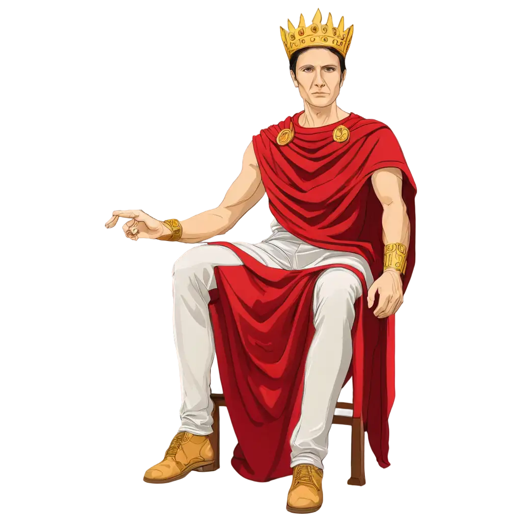 Julius-Caesar-Sitting-on-His-Throne-Minimalist-Comic-Drawing-in-PNG-Format