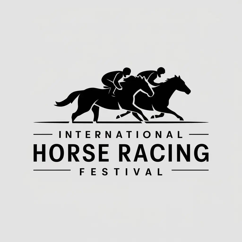 LOGO-Design-for-International-Horse-Racing-Festival-Minimalistic-Design-with-Racing-Horses