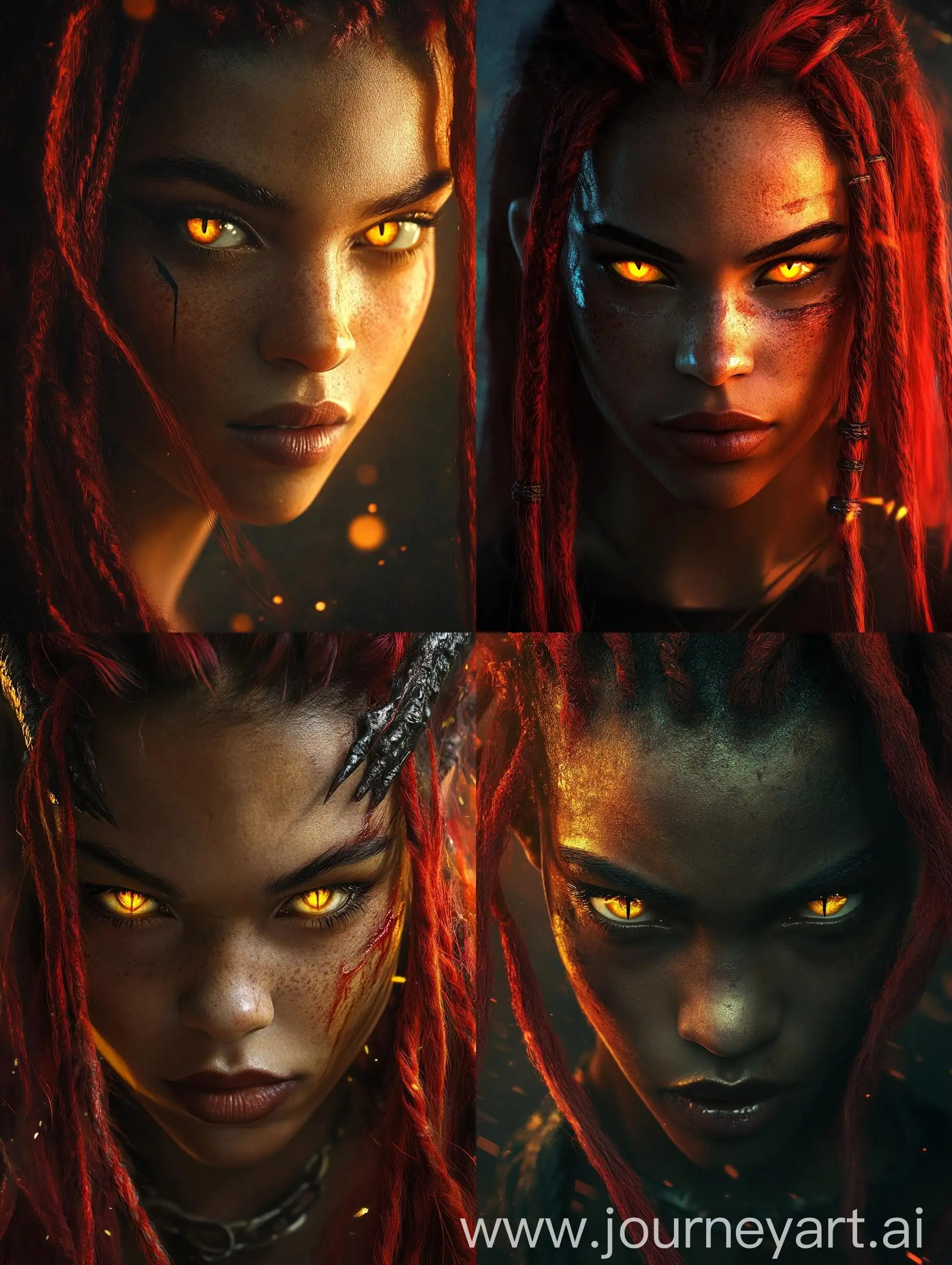 Cinematic-Portrait-of-a-HalfDragon-Female-Thief-with-Fiery-Red-Dreadlocks