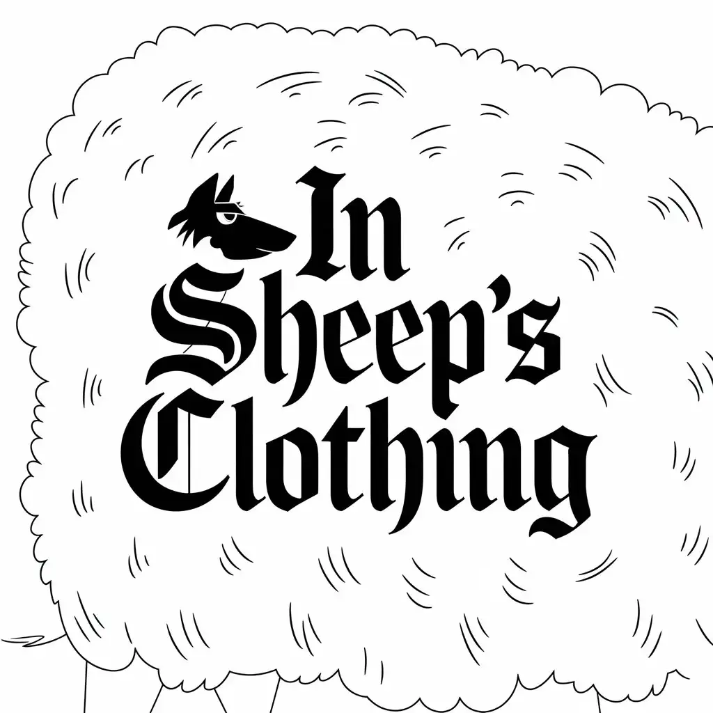 LOGO Design for In Sheeps Clothing Wolf in Sheeps Skin with Old English Font for Entertainment Industry