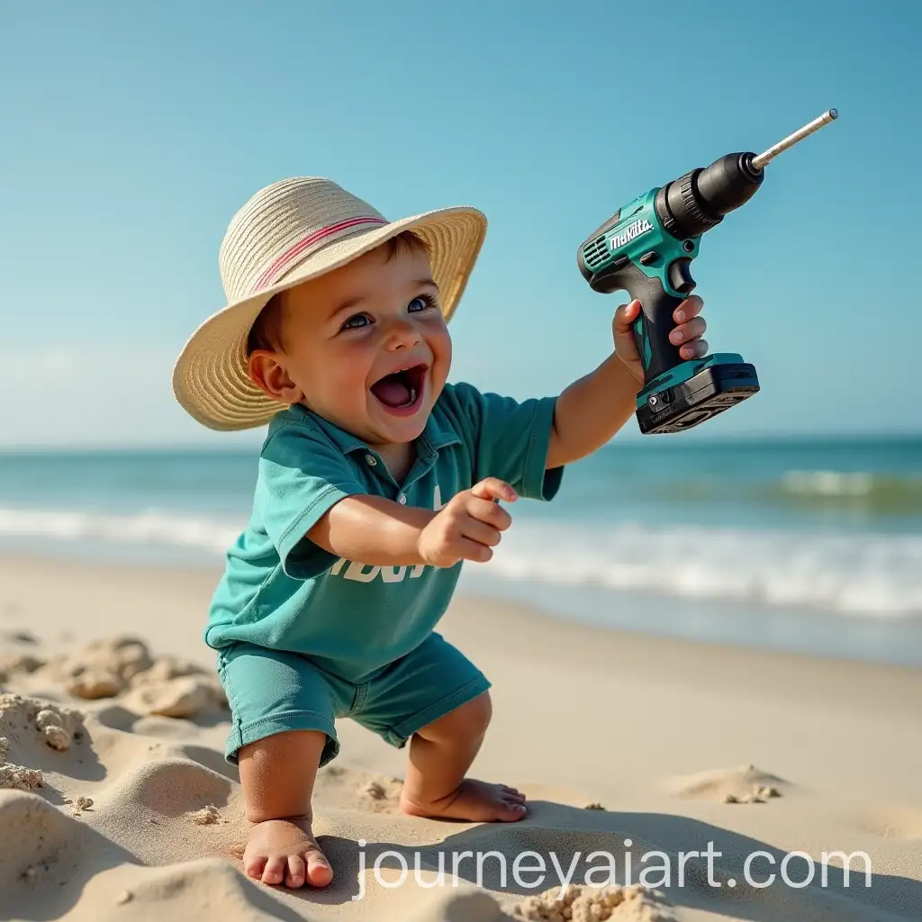 Excited-Makita-Power-Drill-Prepares-for-Beach-Vacation