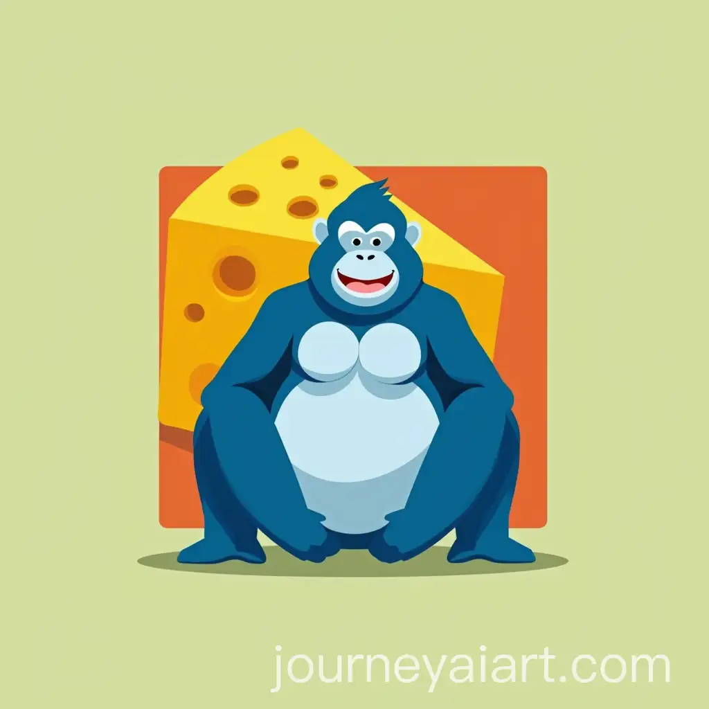 GeometricAI-Art-Prompt-Expansion-Minimalist-Blue-Gorilla-with-Vibrant-Yellow-Cheese-Wedge