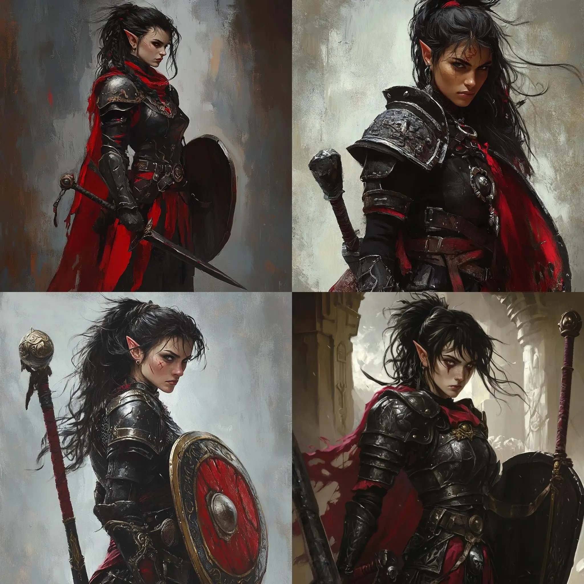 Edgy-Elf-Warrior-with-Mace-and-Shield-in-Dark-Armor