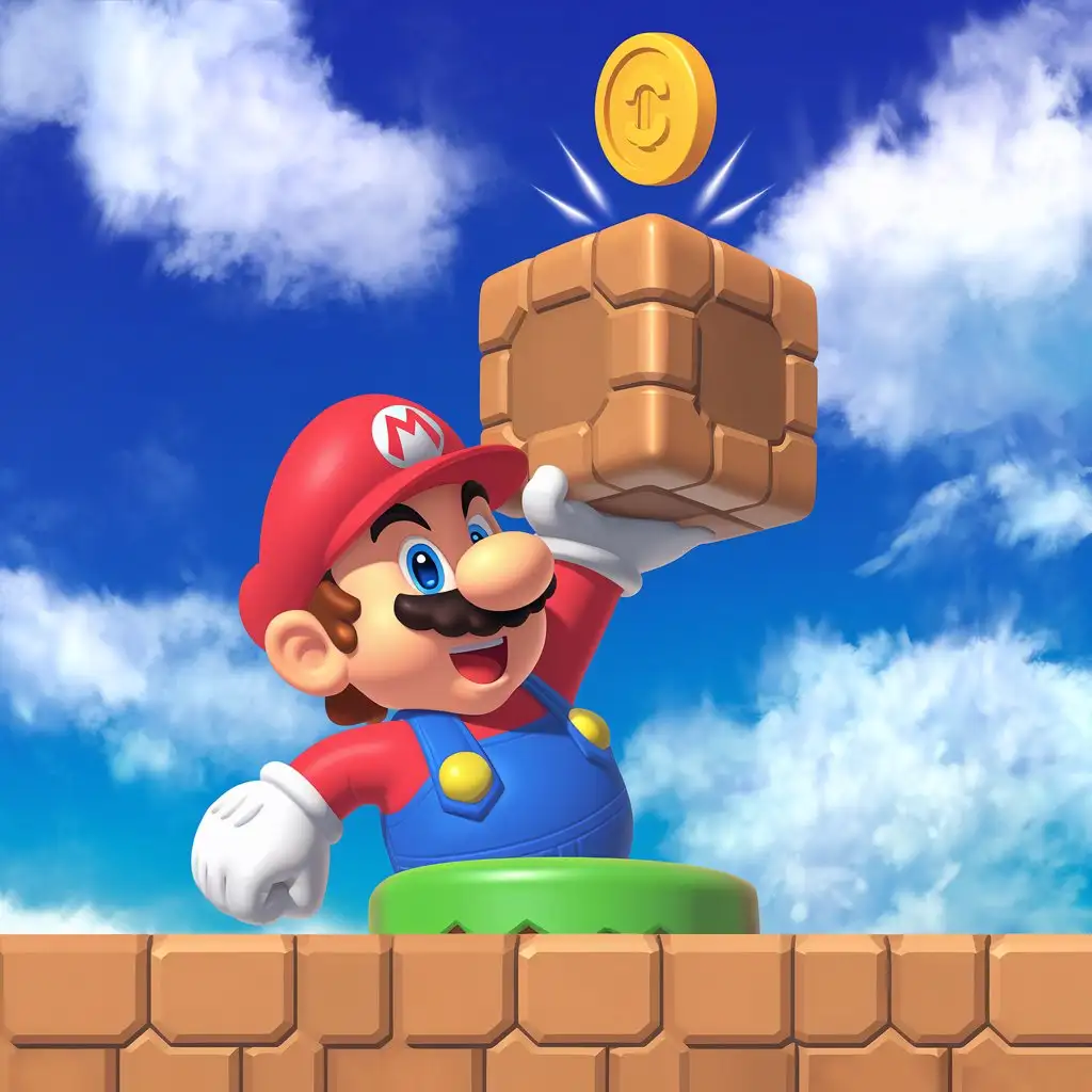 Mario-Jumping-to-Hit-a-Block-and-Release-a-Coin