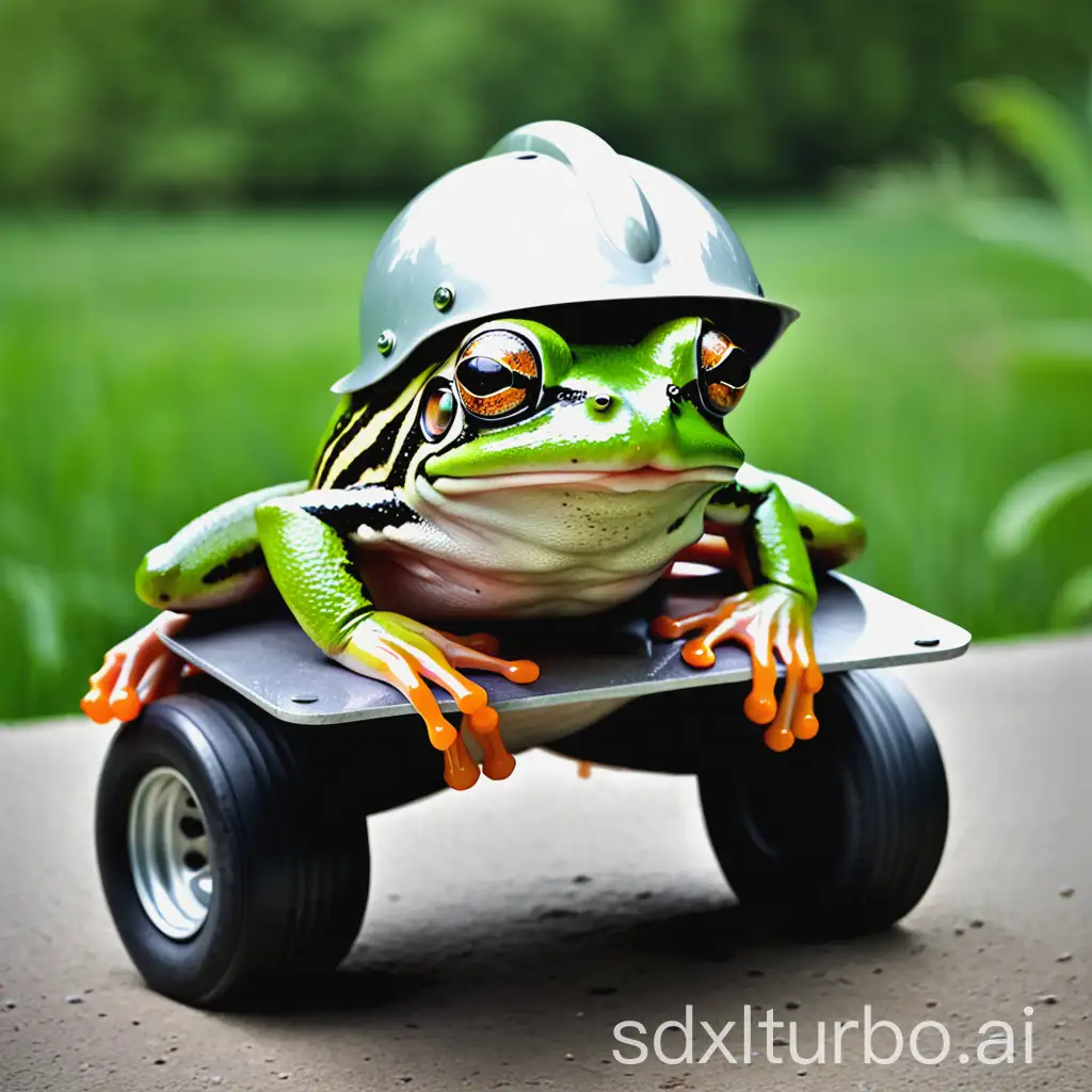 Frog with helmet