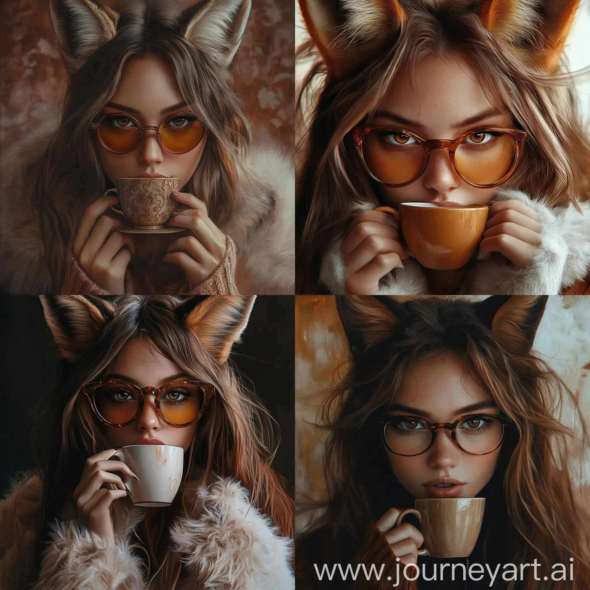 Stylish-Fox-Girl-with-Coffee-Cup-and-Amber-Glasses