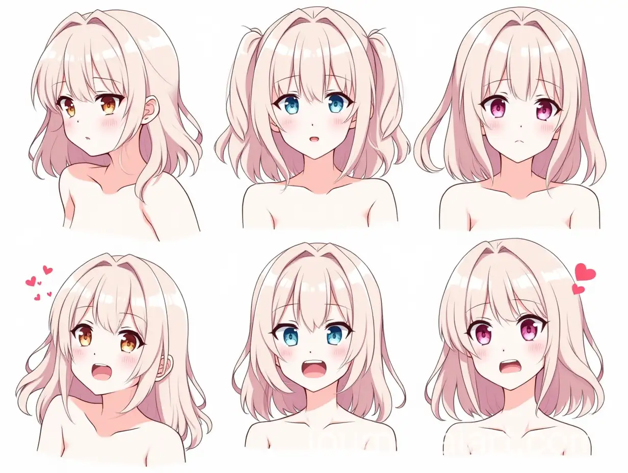 Anime-Character-Design-Sheet-with-Various-Expressions-and-Colorful-Hair