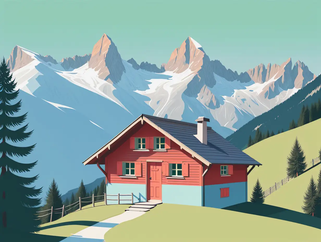 Charming-Alpine-Hut-in-Pastel-Colors-Amidst-the-Alps