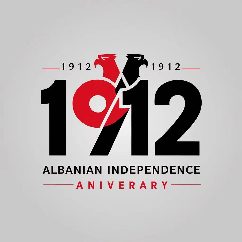 LOGO Design For 1912 Red Black Minimalistic Albanian Independence Anniversary Symbol