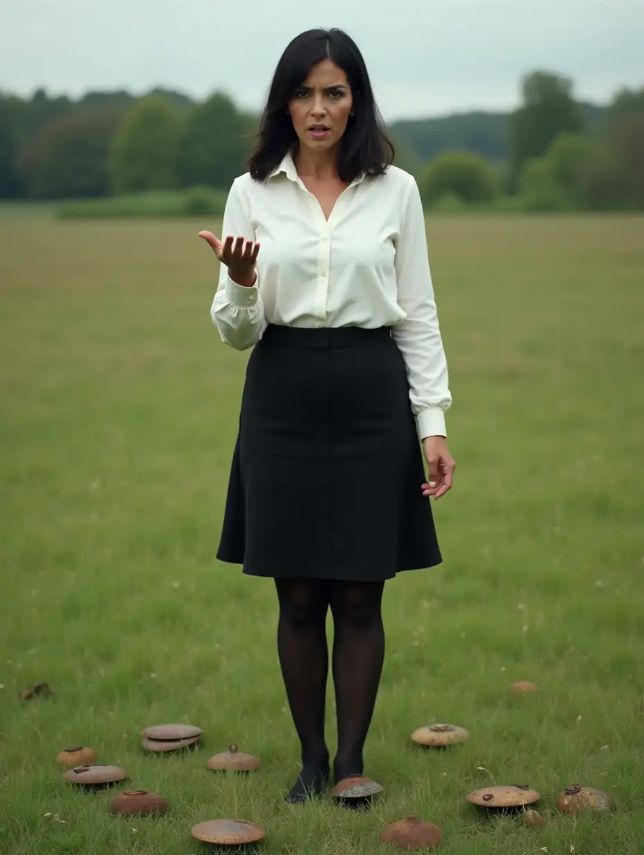 Astonished-Latina-Woman-in-Meadow-Surrounded-by-Rusted-Mines