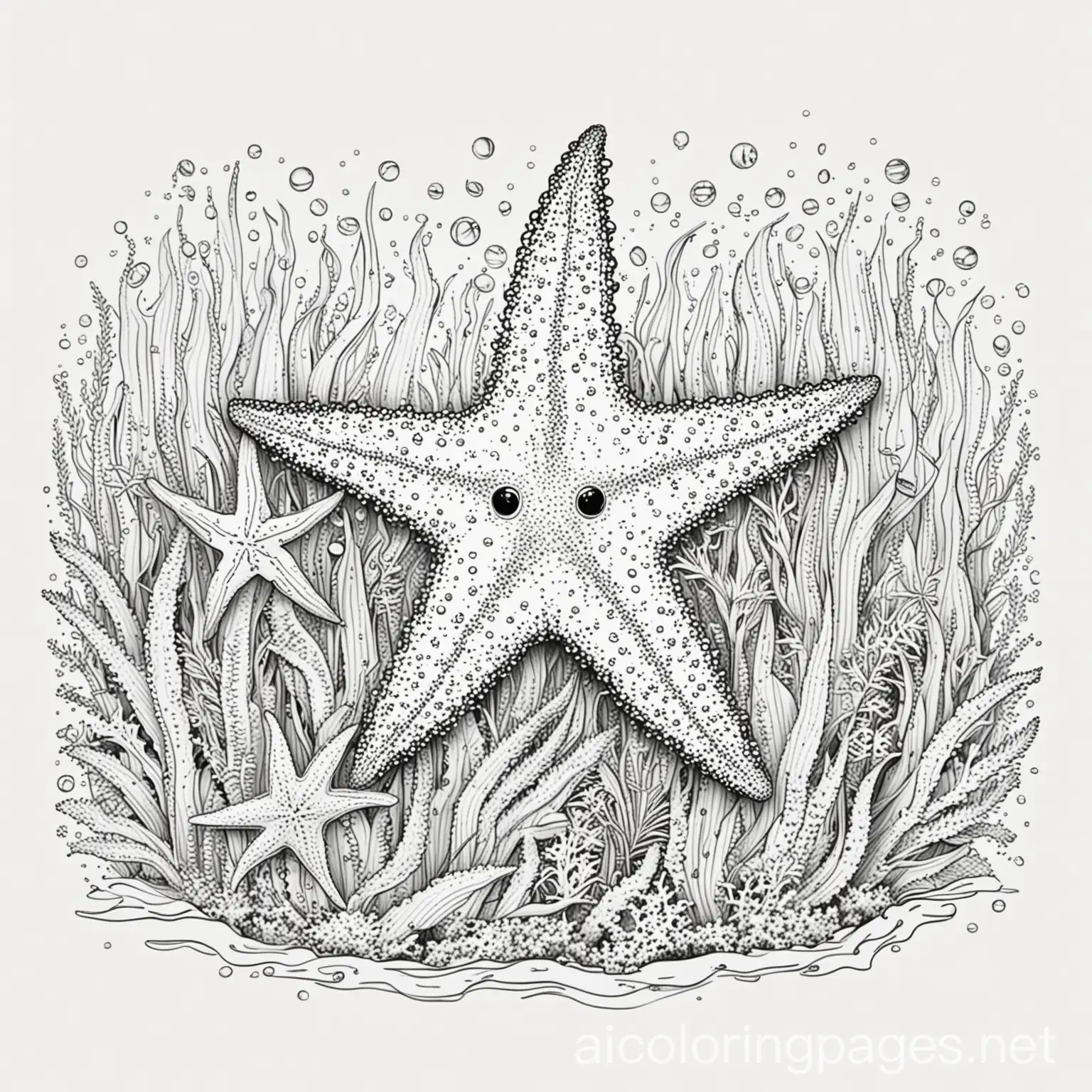 Starfish-in-Seaweed-Coloring-Page-for-Kids