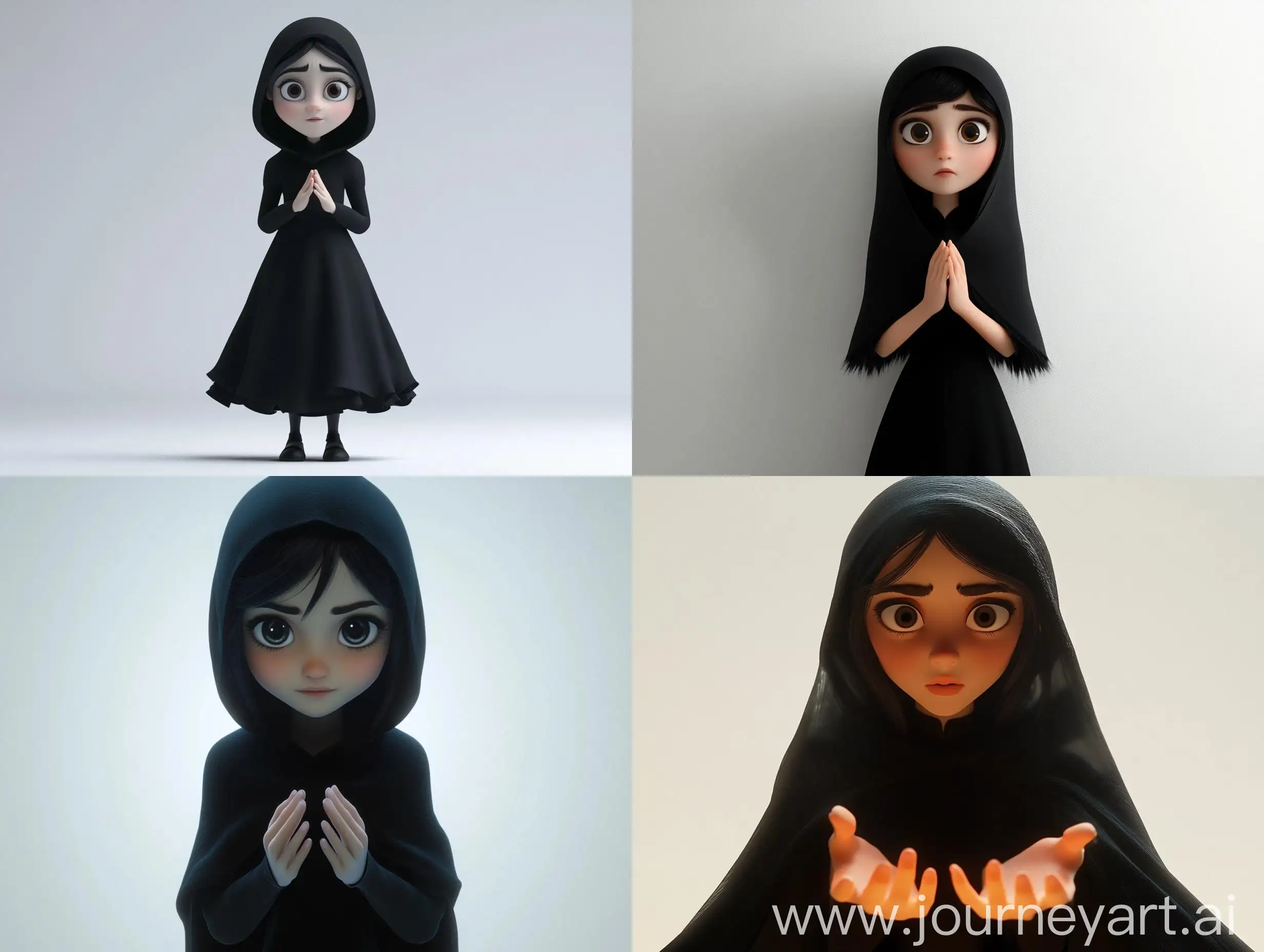 Dark-Fantasy-Girl-in-Black-Dress-with-Hood-in-3D-Cartoon-Style