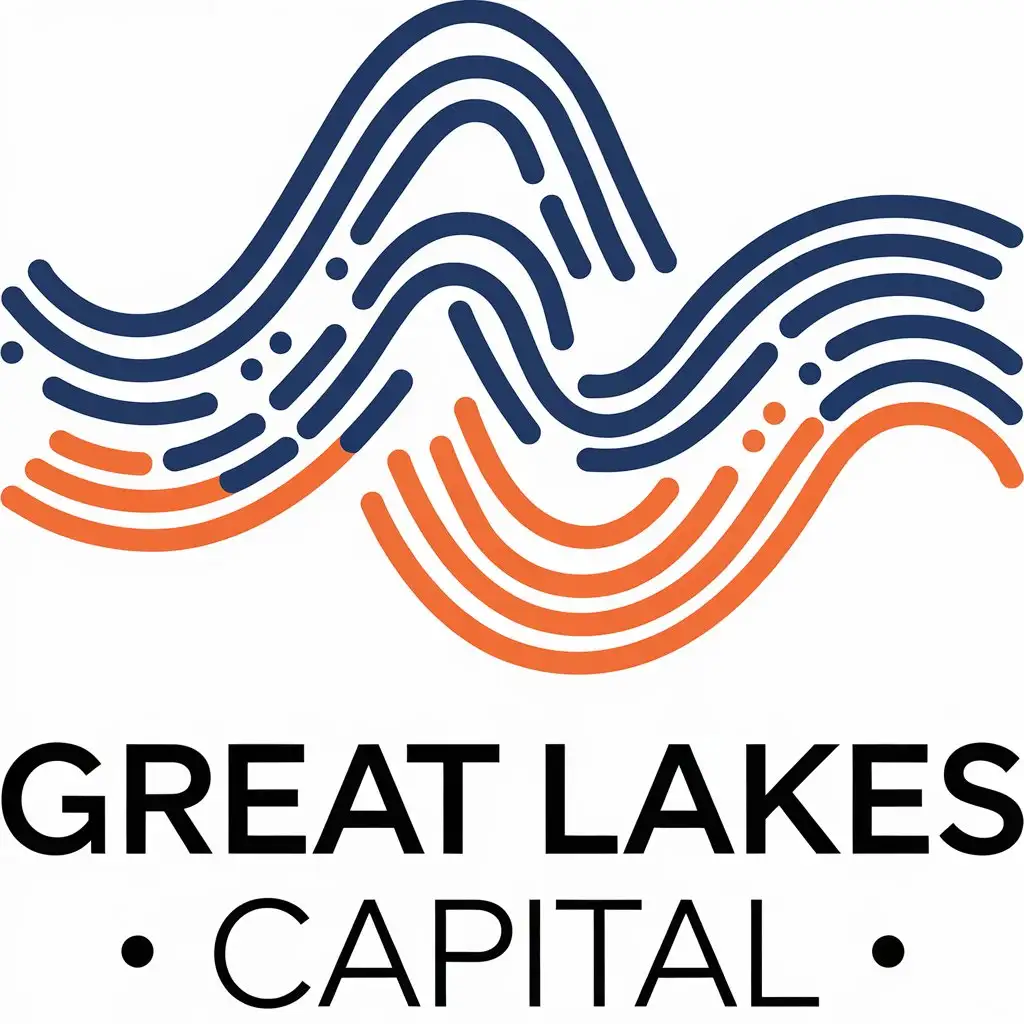 LOGO Design for Great Lakes Capital Modern Minimalist Style with Blue Grey and Orange Waves