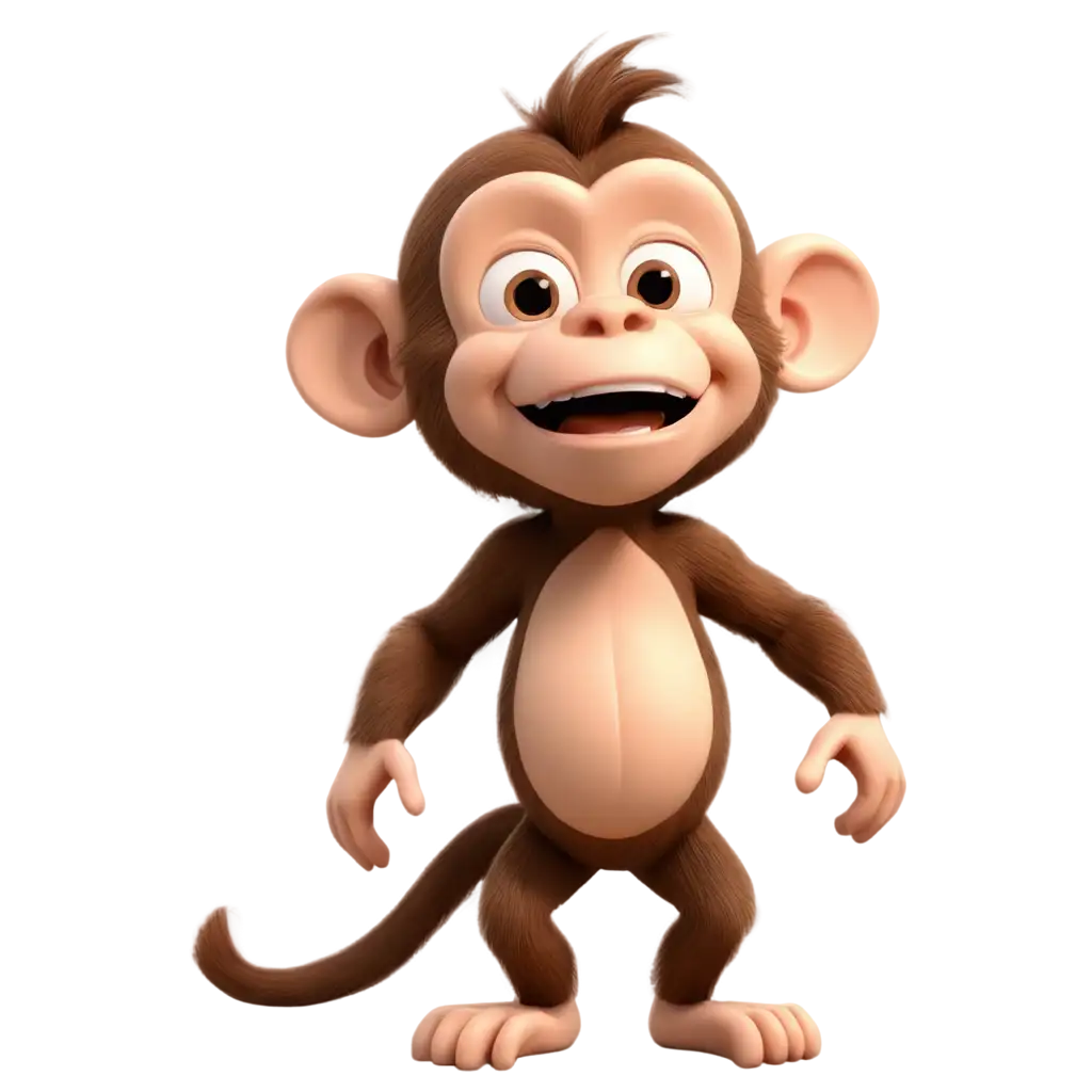 3D-Rendered-Cartoon-Monkey-Character-PNG-Image-on-White-Background-for-Creative-Use