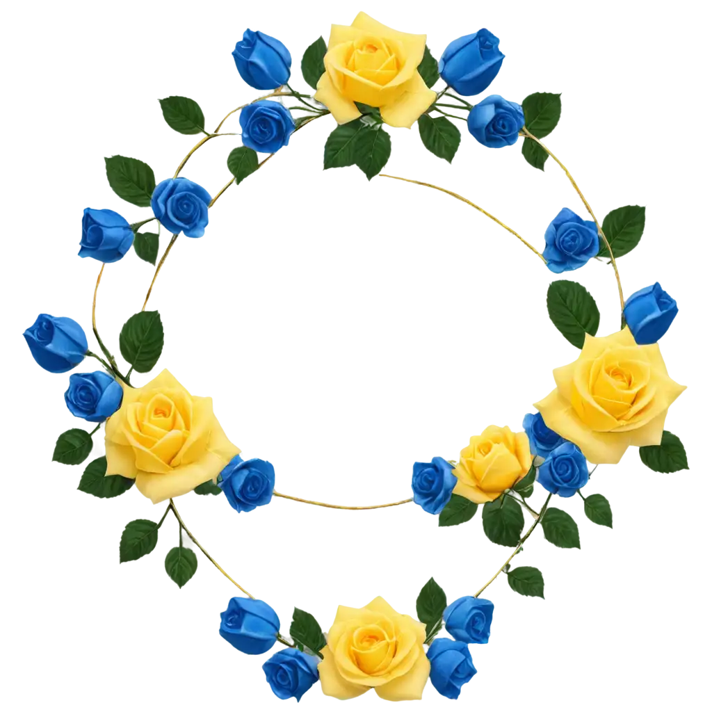 PNG-Image-Circle-of-Yellow-and-Blue-Roses-Captivating-Floral-Composition