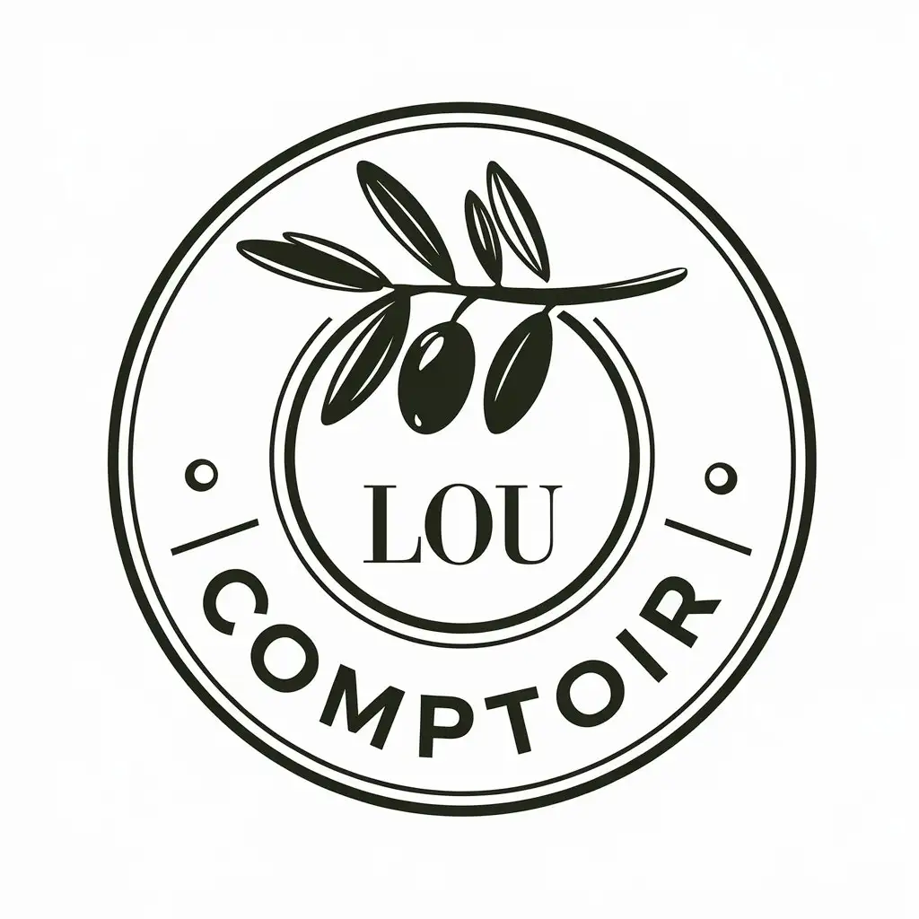 LOGO Design for Lou Comptoir Olive Branch Symbol in Vector Style