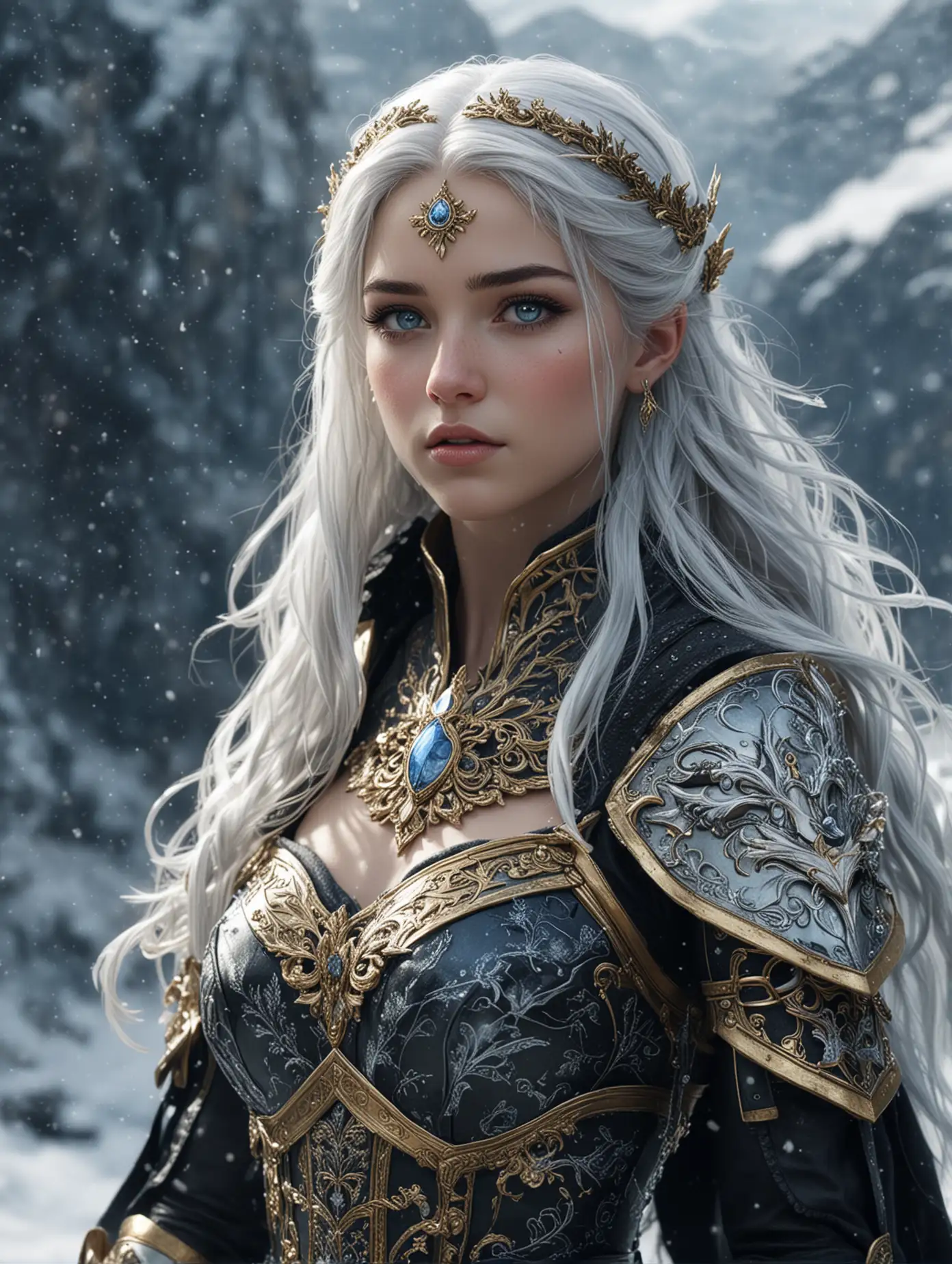 Female-Archer-in-Winter-Landscape-with-Icy-Blue-Bow-and-Regal-Armor