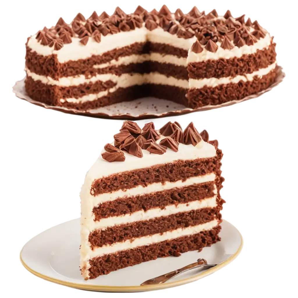 Delicious-Cake-with-a-Cut-Piece-PNG-Image-for-Versatile-Use