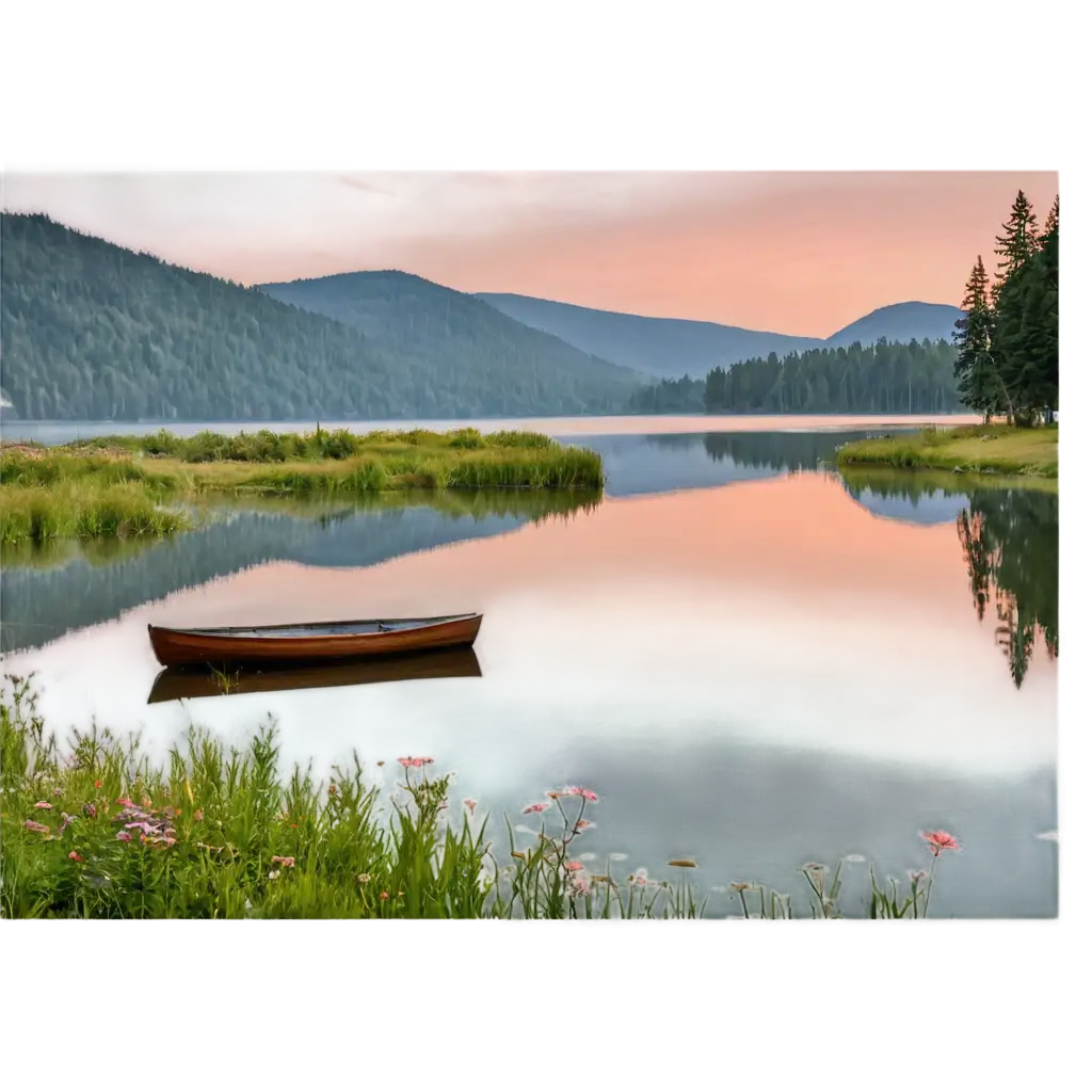 Serene-Lakeside-Sunrise-PNG-Capturing-Peaceful-Natural-Beauty-in-CrystalClear-Detail