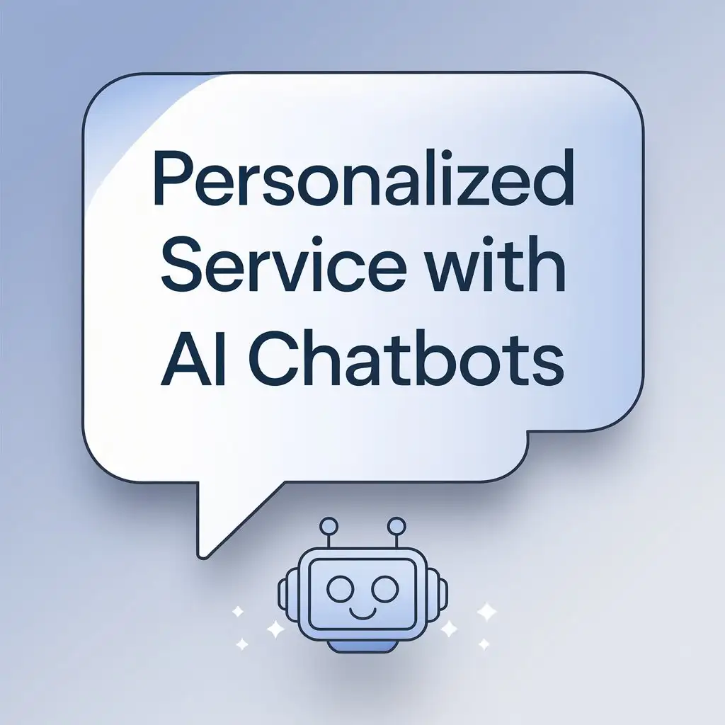 Personalized Service with AI Chatbots. in corporate blue and white tones, with a clean, modern design.