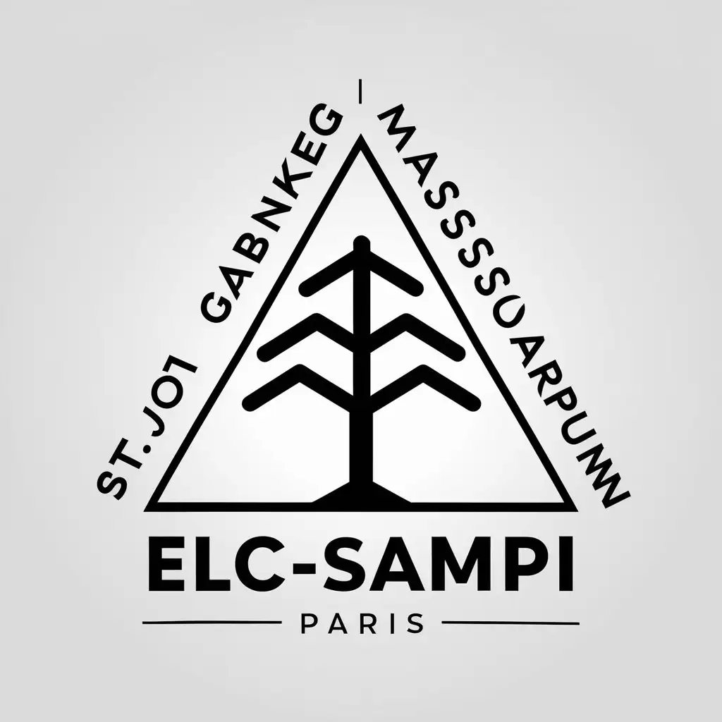 Logo Design for ELCSampi Paris Triangle Tree Symbol in St John Gabsongkeg and Nasuapum Texts on White Background