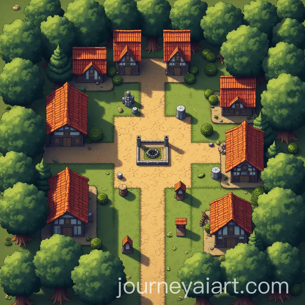 TopDown-DnD-Battle-Map-of-a-Village-with-Strategic-Locations