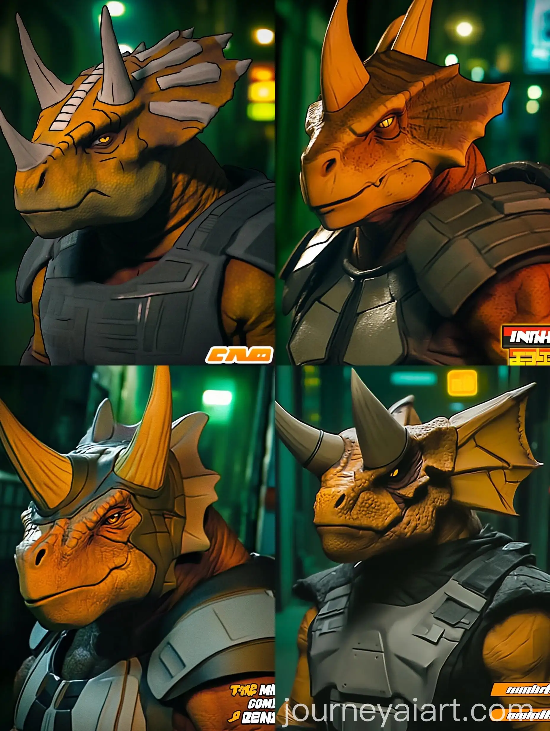 SandyOrange-Triceratops-Alien-in-Nightly-New-York-Alley