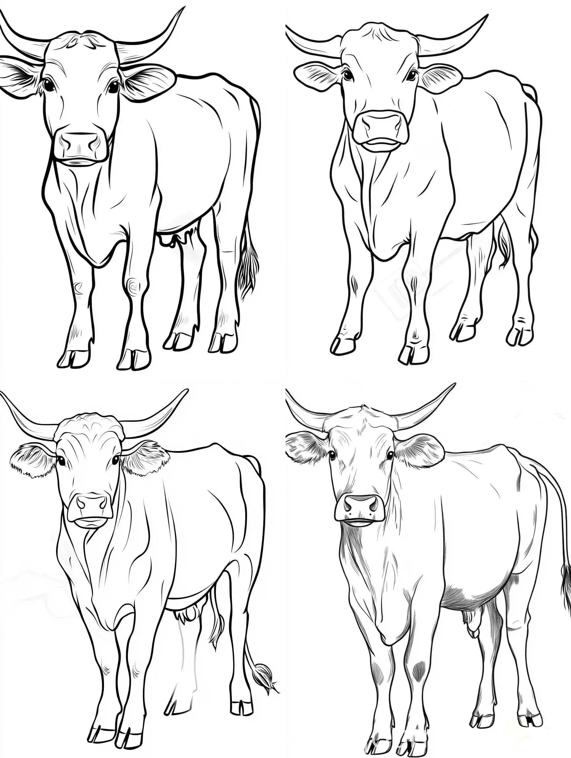 Simple-Sketch-of-an-Upright-Cow-with-Horns-and-Udders