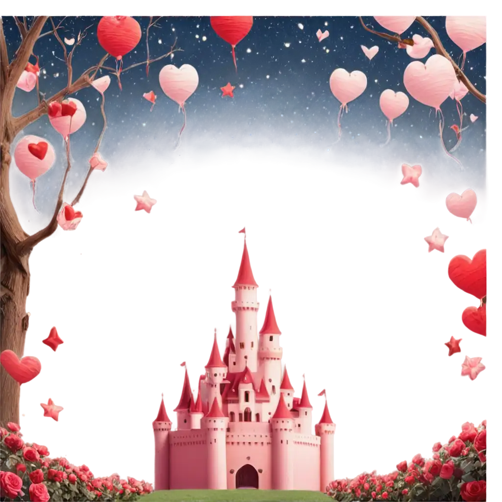 Romantic-Castle-with-Garden-of-Roses-and-Love-Lanterns-PNG-Perfect-for-Digital-Art-Invitations-and-More