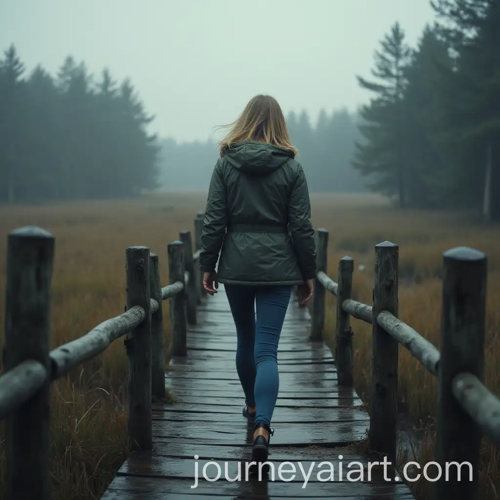 Woman-in-a-Nordic-Landscape-Encountering-an-Invisible-Force-on-a-Wooden-Bridge