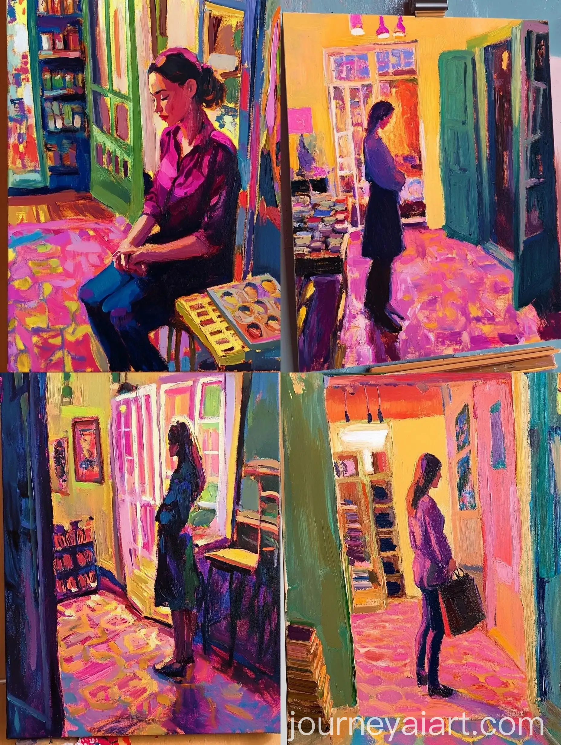 Post-Impressionist-Style-Oil-Painting-of-a-Woman-in-a-Vibrant-Room