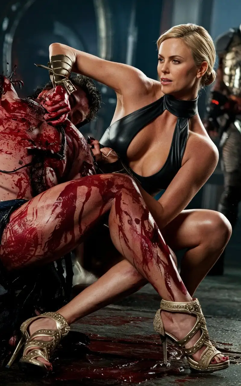 Charlize-Theron-Performing-Brutal-Fatality-in-Mortal-Kombat-Game