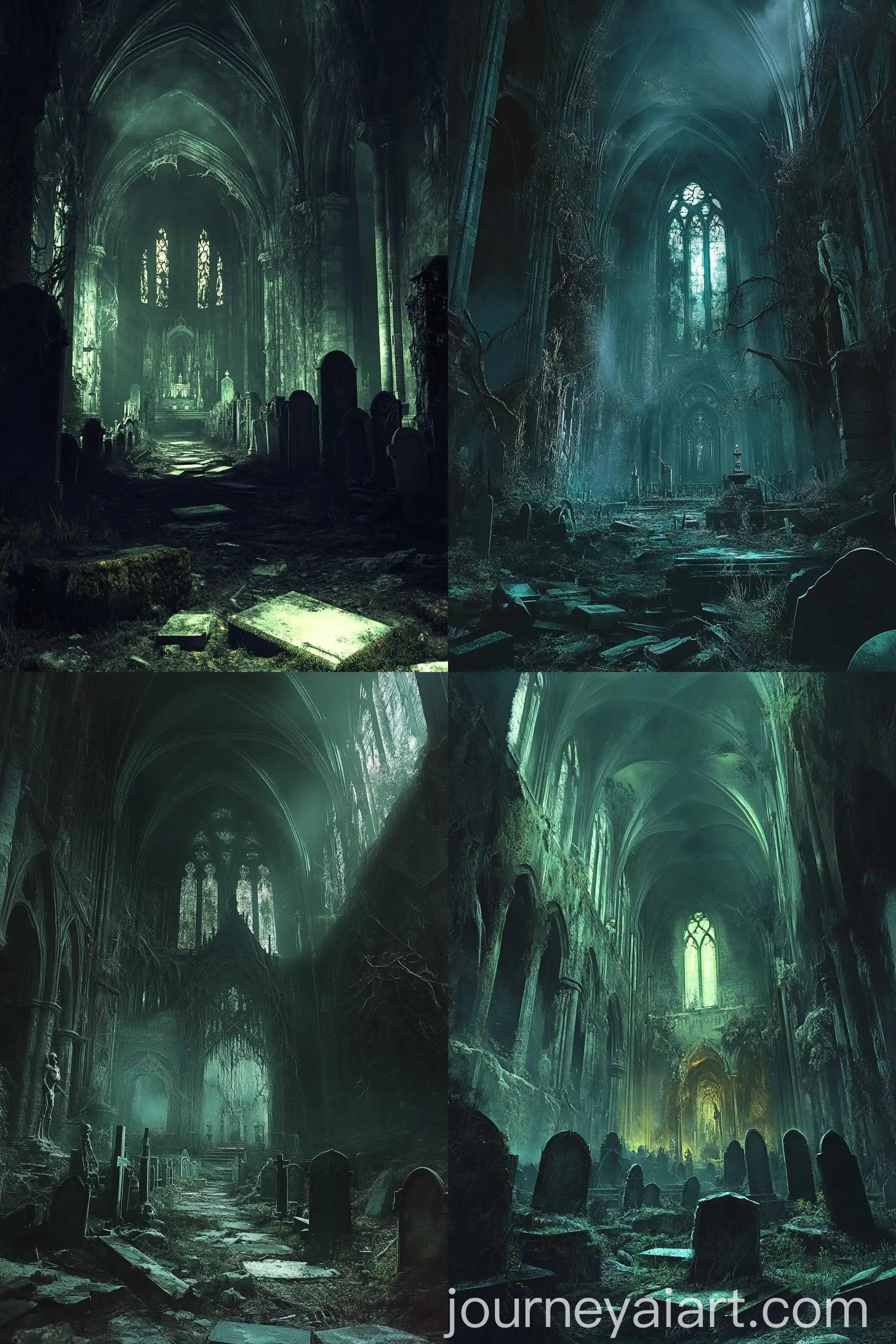 Eerie-Abandoned-Gothic-Cathedral-in-Stormy-Night