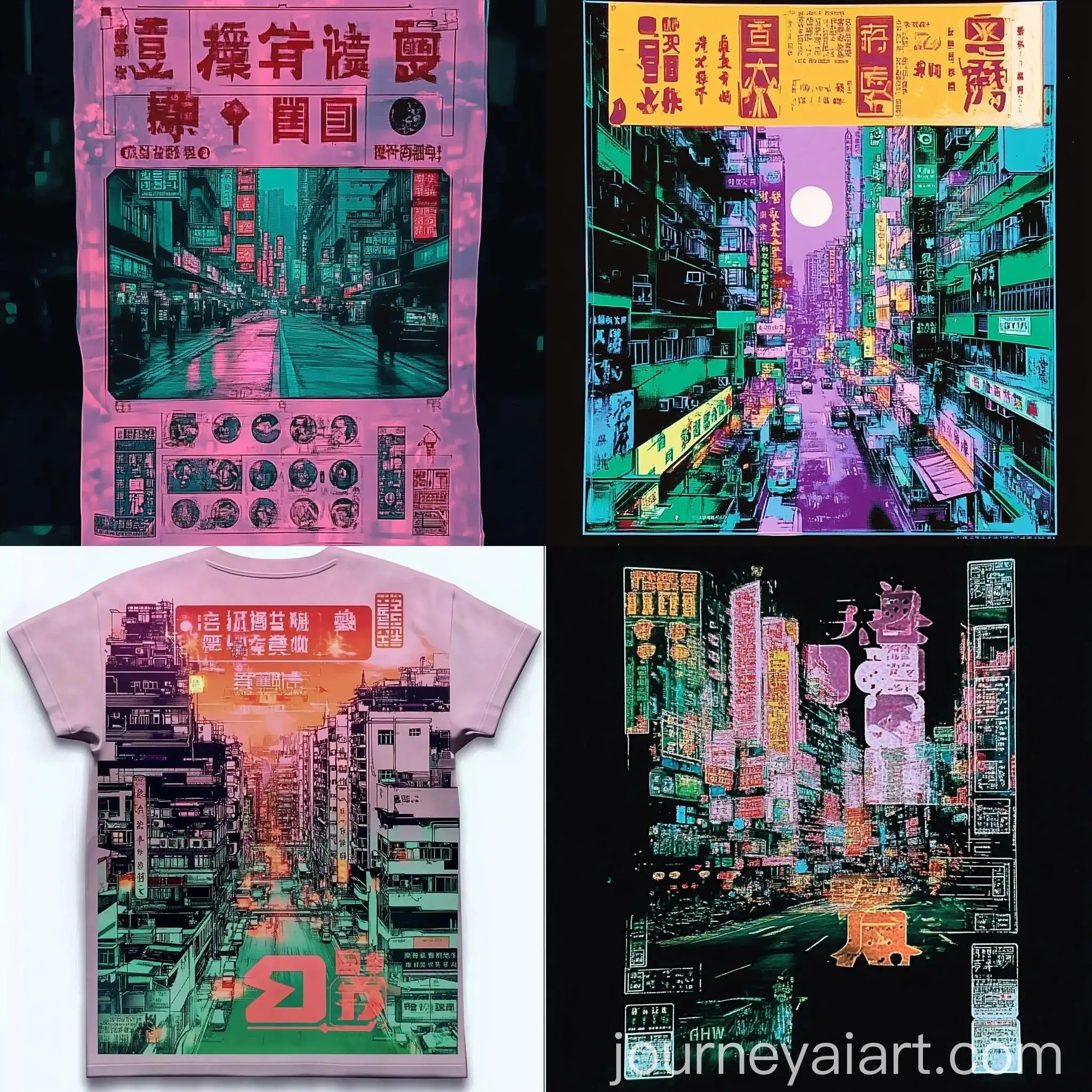Cyberpunk-TShirt-with-Urban-Dawn-Scene-in-Hong-Kong