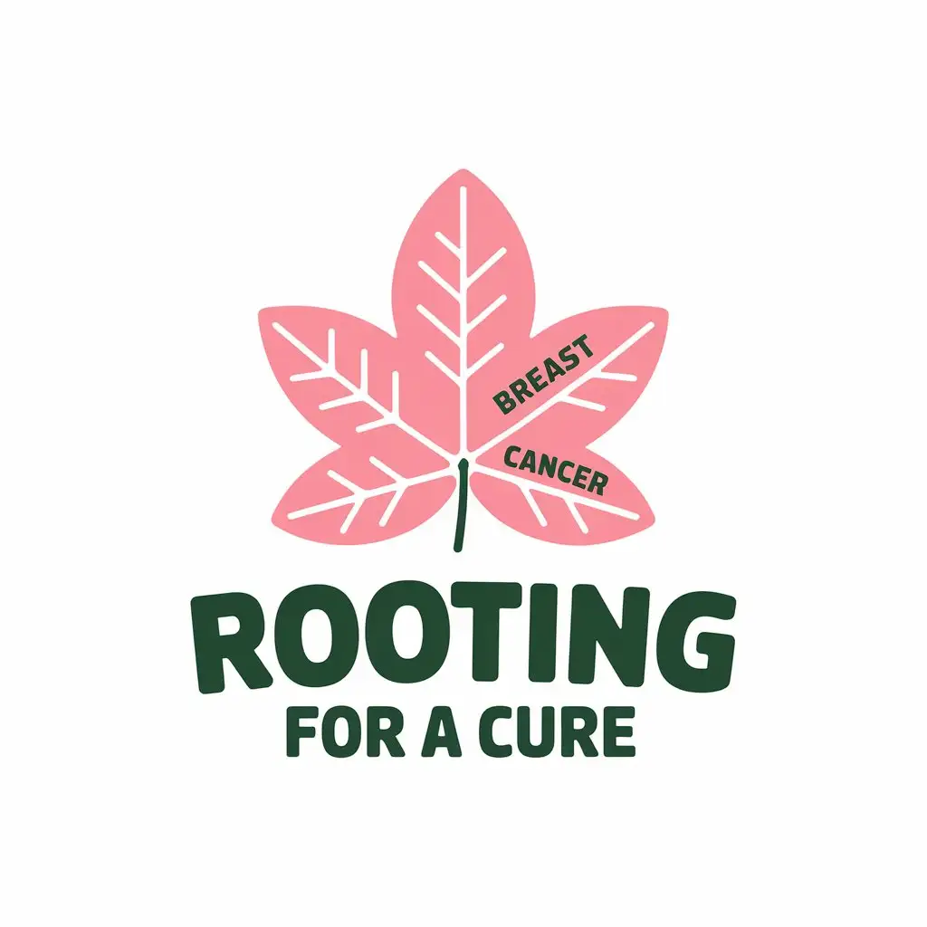 LOGO Design for Rooting for a Cure Breast Cancer Awareness with Roots and Leaves Symbolism