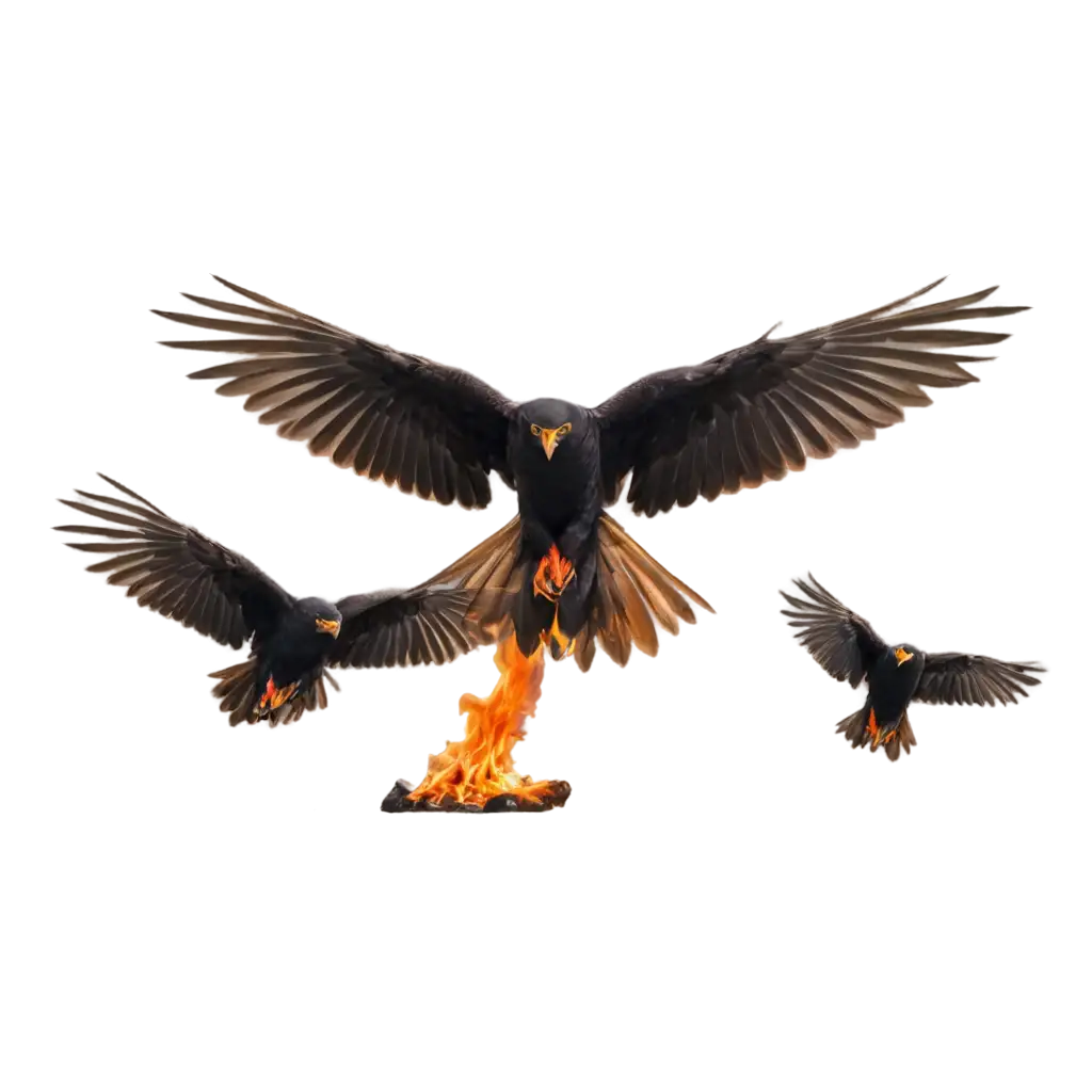 Dynamic-PNG-Art-Army-of-Birds-Carrying-Burning-Stones-in-Talons