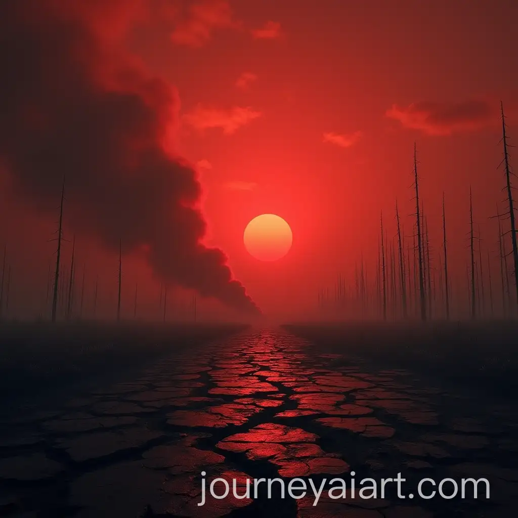 Barren-Battlefield-with-Rising-Smoke-and-Dying-Trees-Under-Red-Sky