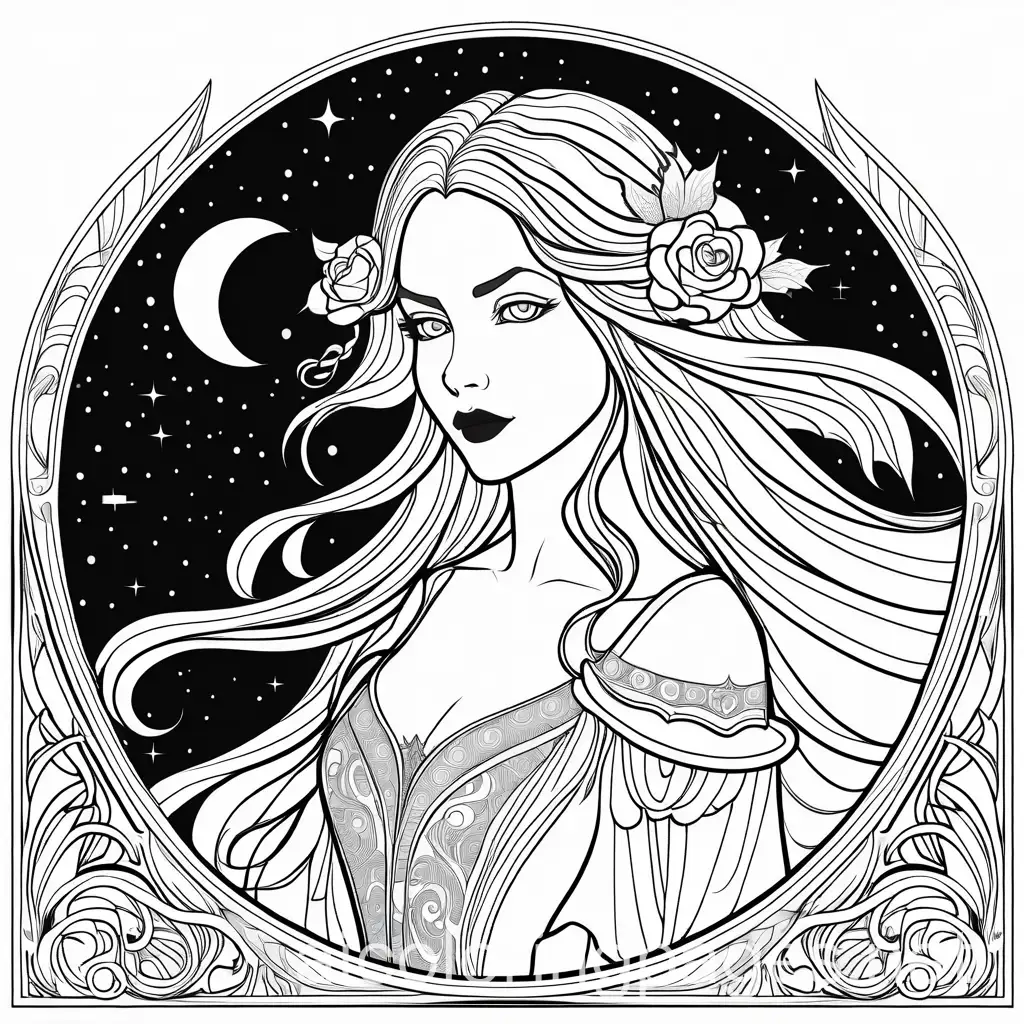 Gothic-Victorian-Female-Vampire-Coloring-Page-with-Full-Moon