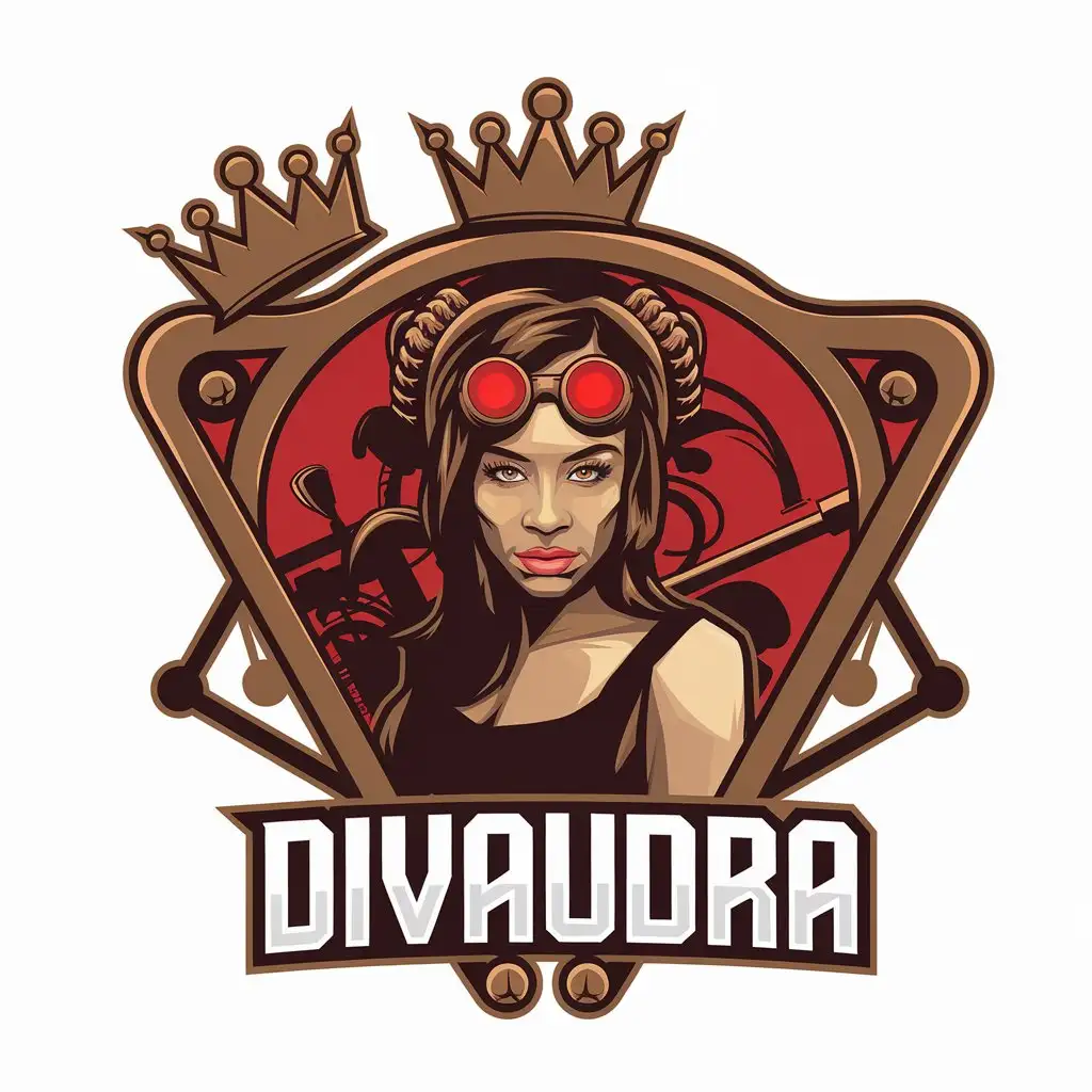 LOGO Design for Divaudra Hip Music Artist Style with Cyberpunk Steampunk and Queen Crown Theme