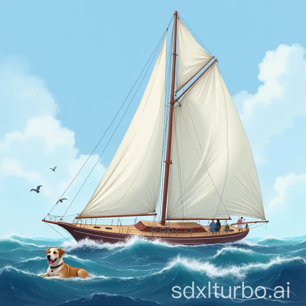 Detailed-Realistic-Yacht-with-White-Sails-in-Windy-Ocean-Scene